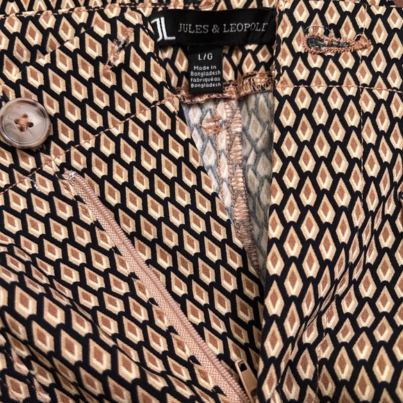 Jules & Leopold Geometric Print Wide Leg Pants Black Gold Beige Size Large - Picture 4 of 12
